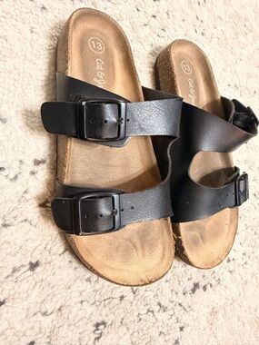 Cat & Jack Black Double-Strap Buckle Slide Sandals
